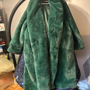 Luxurious Green Faux Fur Coat
